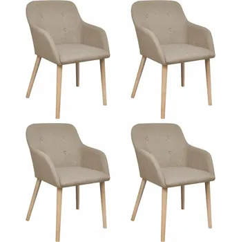 Jídelní židle Sada 4 jídelních židlí béžové barvy z masivního dubového dřeva 52x57x76,5 cm