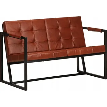 Pohovka Dvoumístná pohovka Vintage z kozí kůže, 115x61x75 cm, hnědá