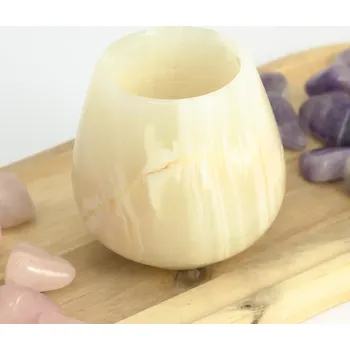 Zelený onyxový svícen soudek – Světlo klidu a srdeční rovnováhy ( 7,5 cm) - B