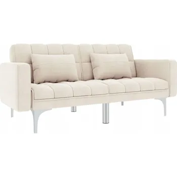 Pohovka Rozkládací pohovka s nastavitelným opěradlem, krémová, 175,5x84x79,5 cm