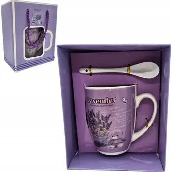 KERAMICKÝ HRNEK LEVANDULE FIALOVÝ V OZDOBNÉ DÁRKOVÉ KRABIČCE