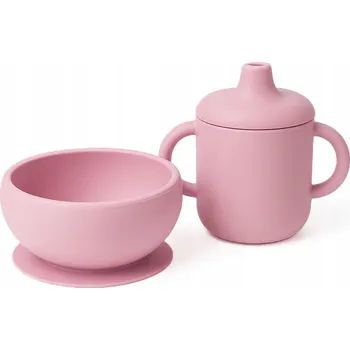 Dětský silikonový set FreeON - růžový hrnek a miska