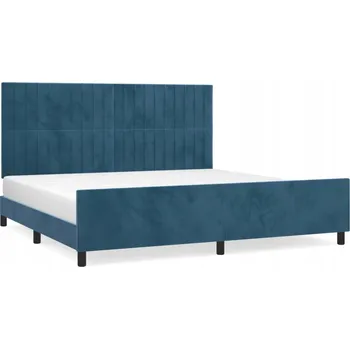 Postel Rám postele s čelem, tmavě modrá, 203 x 206 x 118/128 cm
