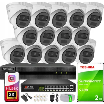 IP kamera Sada IP monitoringu Hikvision: 14 kamer 4Mpx, 16kanálový rekordér s 2TB diskem a detekcí pohybu