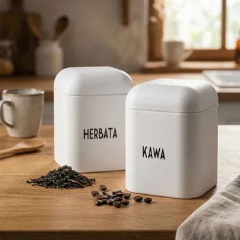 Dóza na potraviny Sada 2 kuchyňských dóz Tadar Salvador Káva Čaj bílý matný