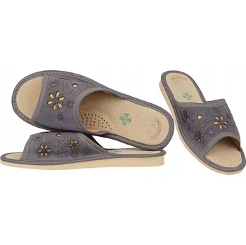 Dámská obuv Dámské Pantofle z přírodní semišové kůže, pantofle, domácí Bamboše, bačkory - velikost 39