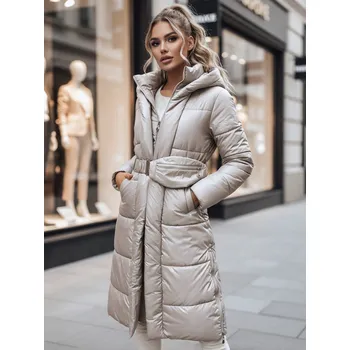 Dámská móda Béžový dlouhý kabát LINA TY3110 Velikost: 2XL