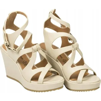 Dámské sandále CHATTAWAK BÉŽOVÉ SANDÁLY NA KLÍNKU DÁMSKÉ 38 JRC