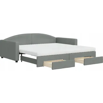 Postel Rozkládací lenoška 2 v 1 se zásuvkami, tmavě šedá, 223 x 110 x 75 cm