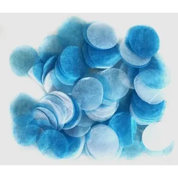 Party dekorace 6000 kusů 2,5 cm bílých a modrých kulatých hedvábných konfet na svatební oslavy, biologicky