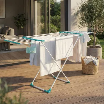 Sušák na prádlo Sušička na prádlo s košíkem a kolíčky stojící ocelová TADAR AVES 18 mb