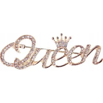 Brož Brož Queen s Zirkony 5 cm - Zlatá