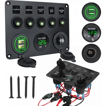 LED panel PANEL SPÍNAČŮ 5 GANG ROZVODNÁ SKŘÍŇ DO AUTA Zelené LED