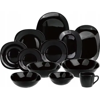 Talíř Mělký skleněný talíř Altom Design Black Harmony černý 27,5 cm