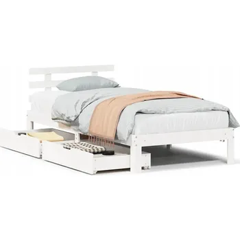 Postel Rám postele s čelem a zásuvkami, bílá, 195,5 x 78,5 x 69,5 cm