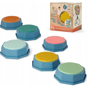 Hračka pro nejmenší Sada 6 Senzorických Stupňů B.Toys Balance & Hop Stepping Stones