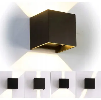 Venkovní osvětlení Sada 4x LED fasádní svítidlo na zeď Kostka 12W, nastavitelné, černé