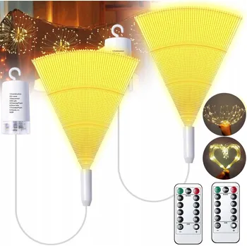 Venkovní osvětlení 2X SOLÁRNÍ LAMPA ZÁVĚSNÁ VODĚODOLNÁ IP65 OHŇOSTROJ 8 REŽIMŮ S ČASOVAČEM