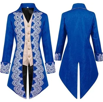 Pánský vintage frak, halloween, steampunk bunda, gotická, viktoriánská uniforma, renesanční róba,