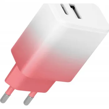 Setty síťová nabíječka USB + USB-C 20W LSIG-AC-20 bílo-růžová