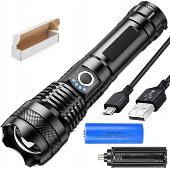 XHP90.2 LED TAKTICKÁ SVÍTILNA NABÍJECÍ VOJENSKÁ ZOOM 15000lm USB