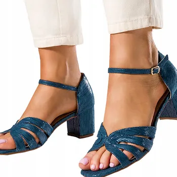 Dámské sandále DÁMSKÉ ELEGANTNÍ SANDÁLY NA SLOUPOVÉM PODPATKU S KRYTOU PATOU, KOŽENÁ STÉLKA, VELIKOST 39