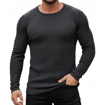 Pánský svetr Pánský pletený svetr slim fit antracitový WX1604 - M