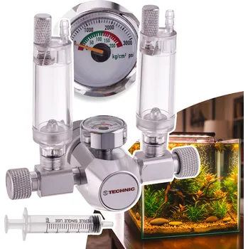 Reduktor CO2 pro AKVÁRIUM Počítač Bublinek Regulátor pro Dvě Akvária Manometr