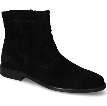 Dámské kozačky KOZAČKY DÁMSKÉ KOTNÍKOVÉ BOTY Z BROUŠENÉ KŮŽE ZATEPLENÉ ČERNÉ TAMARIS 37