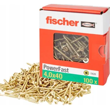 Vrták VRUTY DO DŘEVOTŘÍSKY, DŘEVA A DESEK 4x40 mm TX20 FISCHER 100 KUSŮ