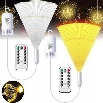 Venkovní osvětlení 2X ZAHRADNÍ SVĚTLA OHŇOSTROJ ZÁVĚSNÉ HÁKY IP65 8 REŽIMŮ 180 LED + DÁLKOVÉ OVLÁDÁNÍ