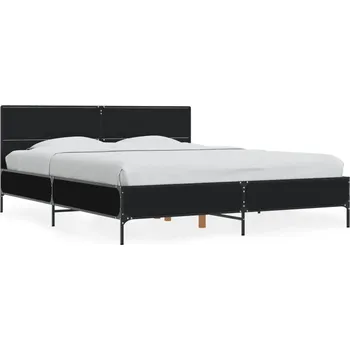 Postel Rám postele černý 203 x 163 x 80 cm, překližka, kov, pro matraci 160 x 200 cm