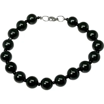 Náramek Šungitový náramek 8 mm, chirurgická ocel obvod 20 cm