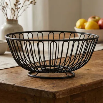 Kovový drátěný košík na ovoce FRUTTI černý 25 cm