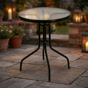 Konferenční stolek Stolek se skleněnou deskou tvrzenou Tadar 60 x 70 cm kulatý