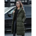 Khaki dlouhá prošívaná bunda s páskem FAVI TY4576 Velikost: S