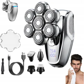 Holicí strojek HOLICÍ STROJEK PÁNSKÝ 7D PLOVOUCÍ: BŘITVA NA HLAVU/OBLIČEJ VODĚODOLNÝ S VÝKONEM 8W