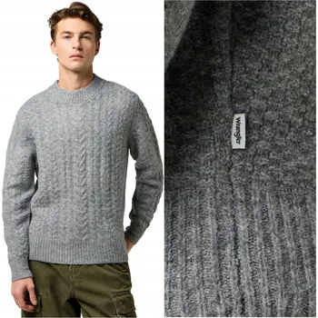 Dámský svetr Svetr Wrangler CABLE KNIT SWEATER 112371666 Šedý melír, velikost M