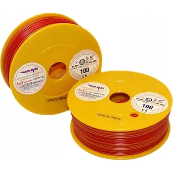 elektrický kabel Kabel LGY/H05V-K 0,75 mm2 100m Červeno-Žlutý