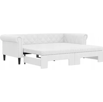 Pohovka Bílá pohovka s funkcí spaní 235 x 100 x 68 cm, rozkládací, 2 matrace