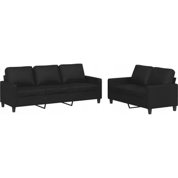 Pohovka Odpočinková souprava z umělé kůže, černá, dvoumístná pohovka 138x77x80 cm