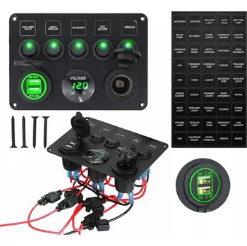 LED osvětlení USB PANEL PŘEPÍNAČE LODI DO AUTA 12 V 24 V Zelené LED