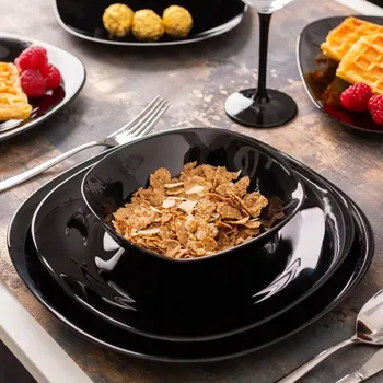 Salátová Mísa skleněná miska čtvercová Altom Design Black Harmony 24,5 cm 2,15 l