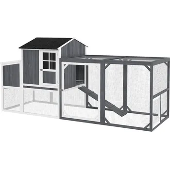 PawHut Dřevěný kurník Dortmund 2365 x 910 x 1140 mm