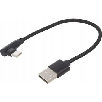 Datový kabel USB-C na USB-A kabel zahnutý s textilním opletem 0,2 m do auta Gembird