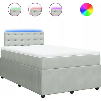 Postel Kontinentální postel sametová světle šedá 190x120x100,5 cm s LED osvětlením