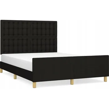 Postel Rám postele s čelem černá 193 x 146 x 118/128 cm