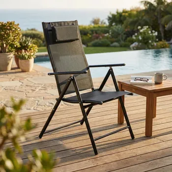 Zahradní lehátko Zahradní židle ocelová s nastavitelným opěradlem Tadar černá