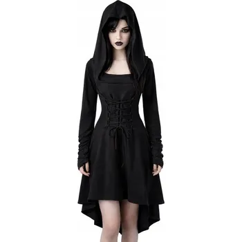 Karnevalový kostým KOSTÝM DÁMSKÝ GOTICKÝ ČERNÝ GOTIKA TEMNOTA PŘEVLEK HALLOWEEN M