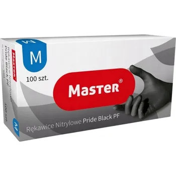 Vyšetřovací rukavice Master Nitrilové rukavice černé bezpudrové M střední 100 Kusů